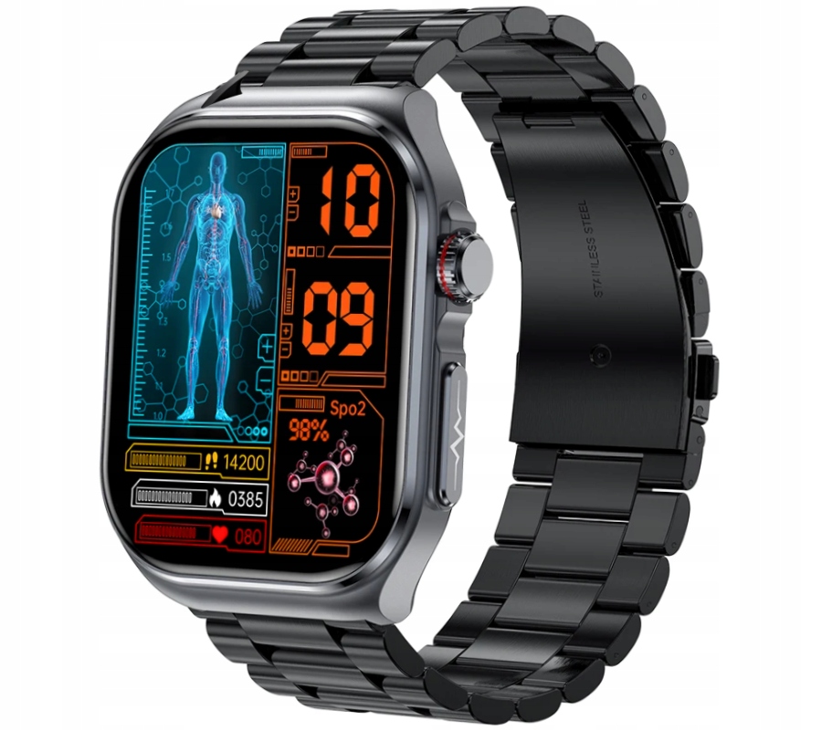Hodinky Chytré Hodinky Rubicon RNCF36 black/black silicon black metal band