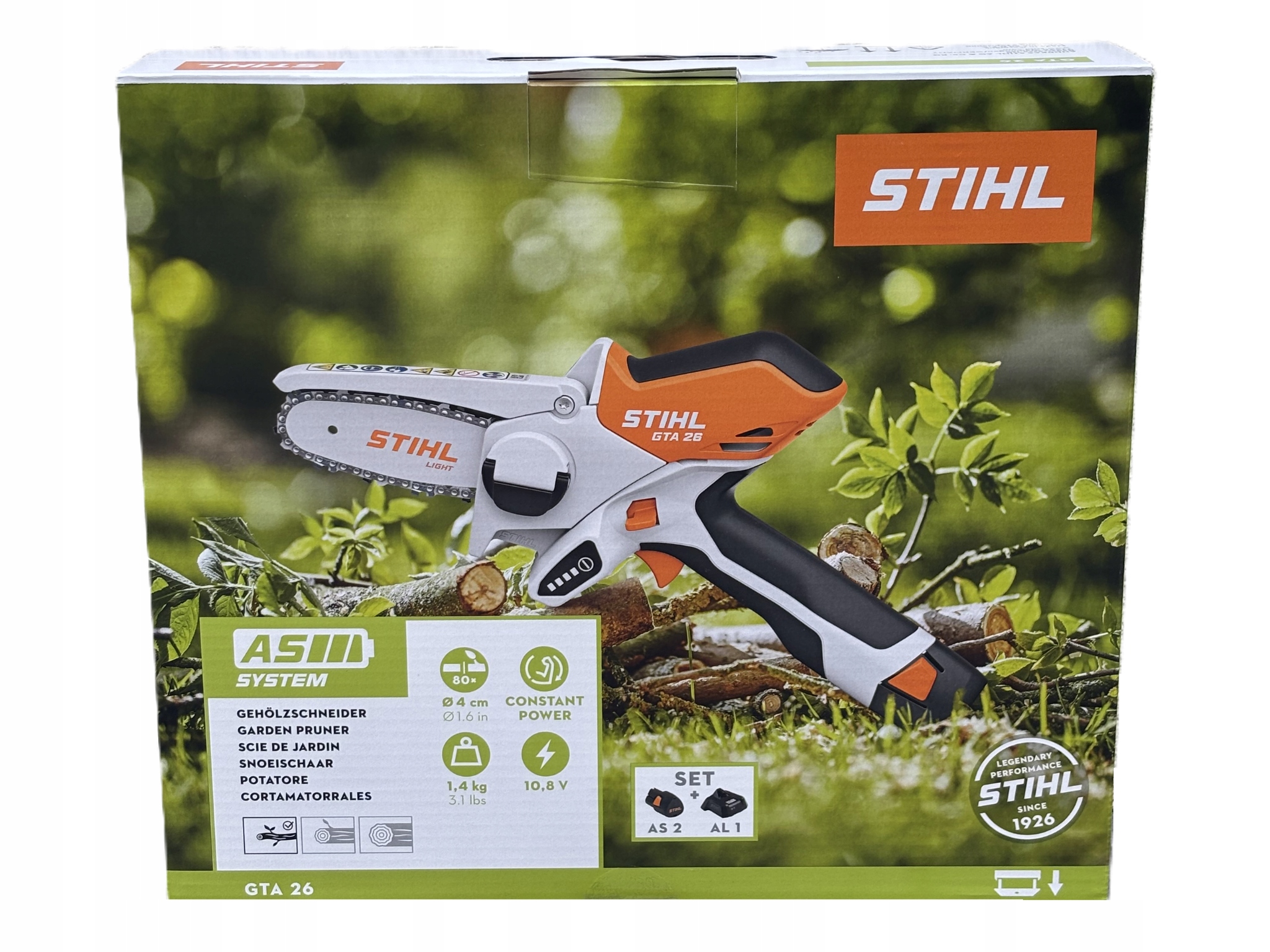 Stihl pilarka Gta 26 przecinarka zestaw z akumulatorem AS2 i ładowarką AL1
