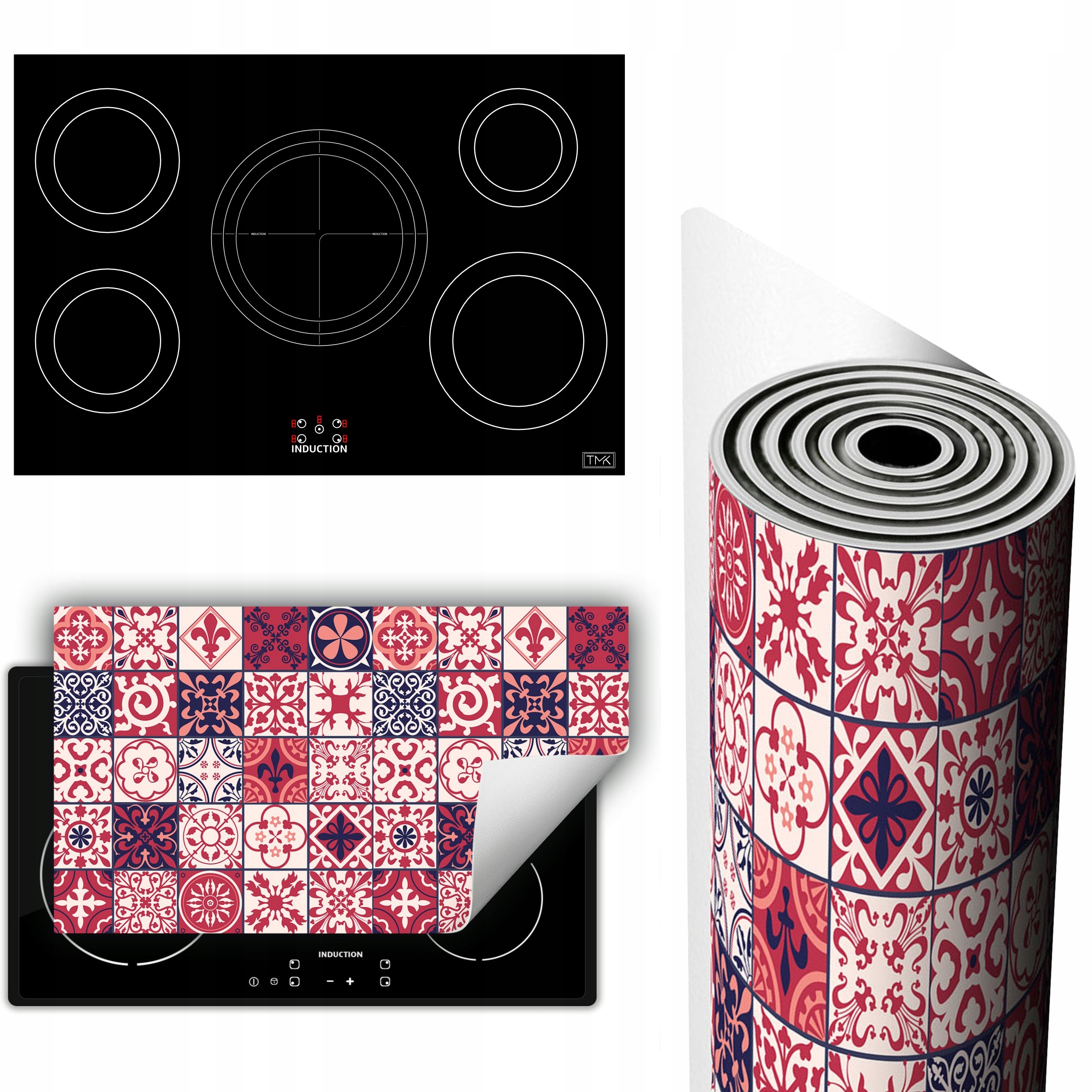 Vinylová Podložka Na Ochranu Kuchyňské Desky 90x52 červená mozaika