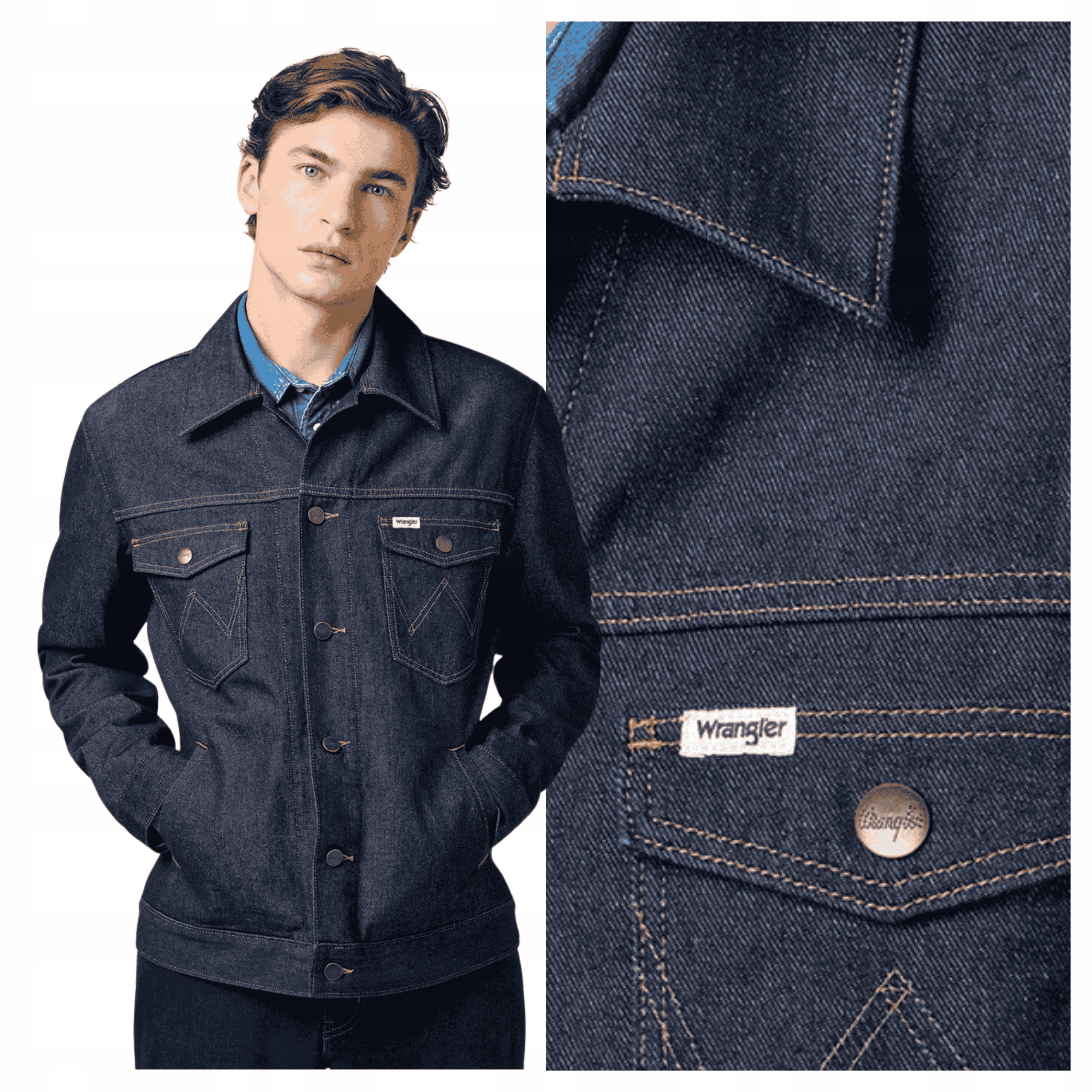 Pánská bunda Wrangler Regular Jacket Jeansová Tmavě modrá L