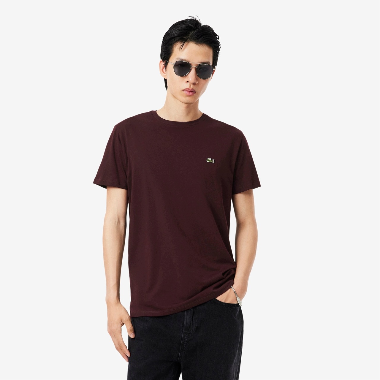 Lacoste Tričko Pánské Pima Premium Marron S