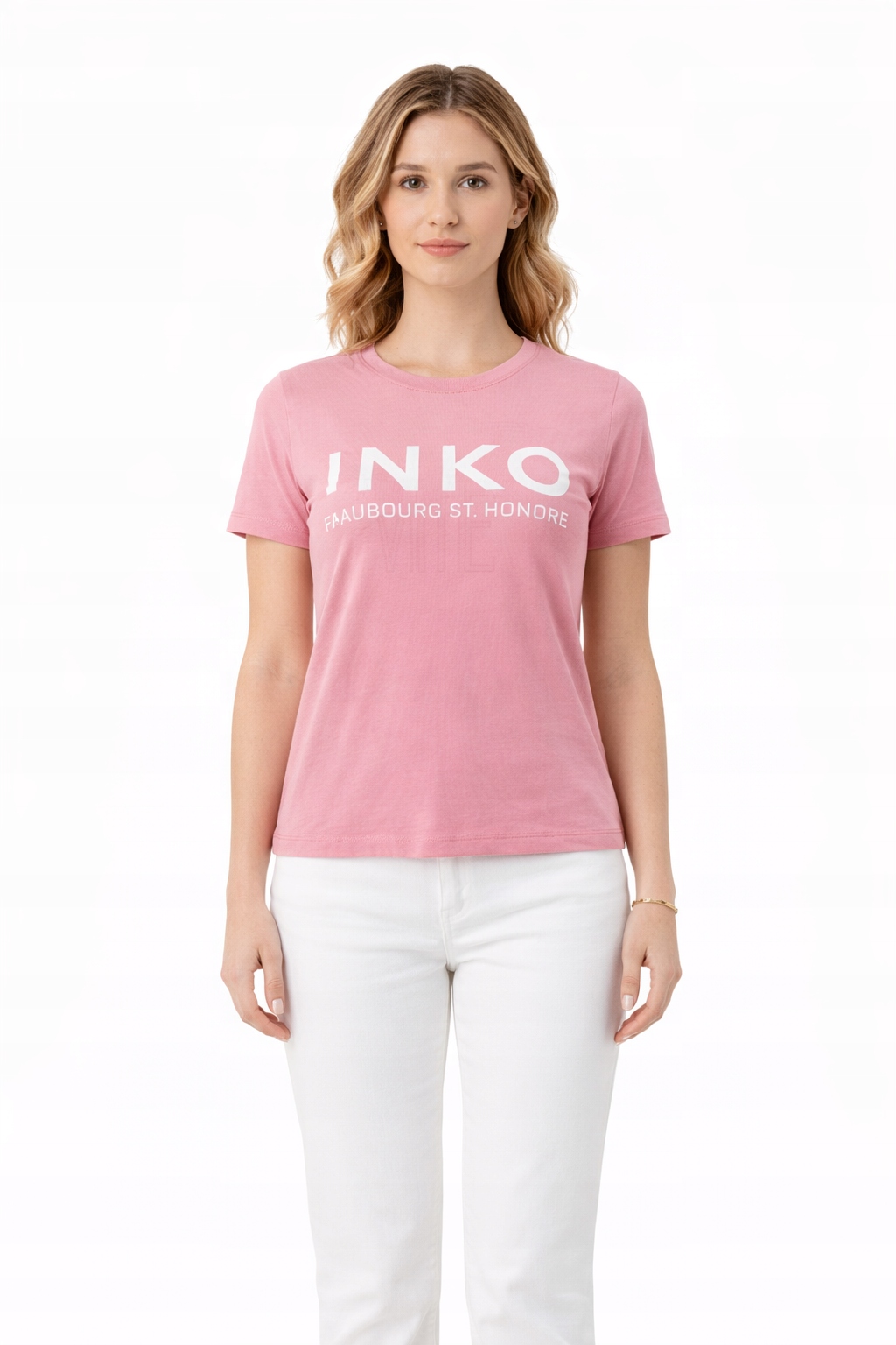 Pinko Růžové Bavlněné Tričko S Potiskem A Kulatým Výstřihem M I3C