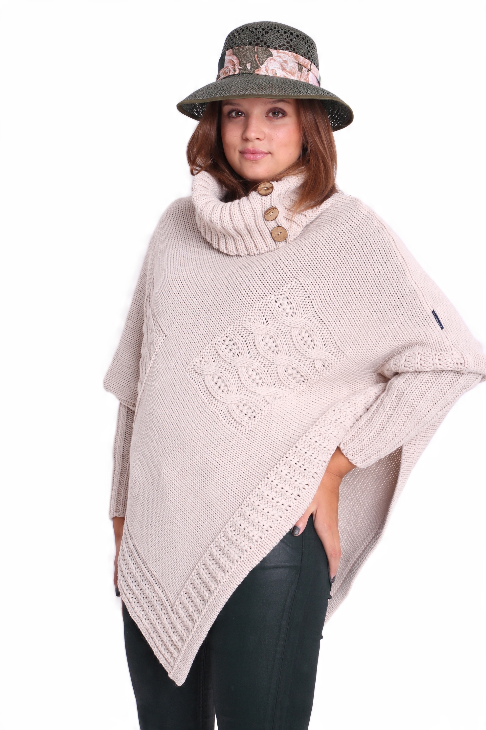 

Pasmantex Moena Ponczo Sweter Poncho Golf Rękawki
