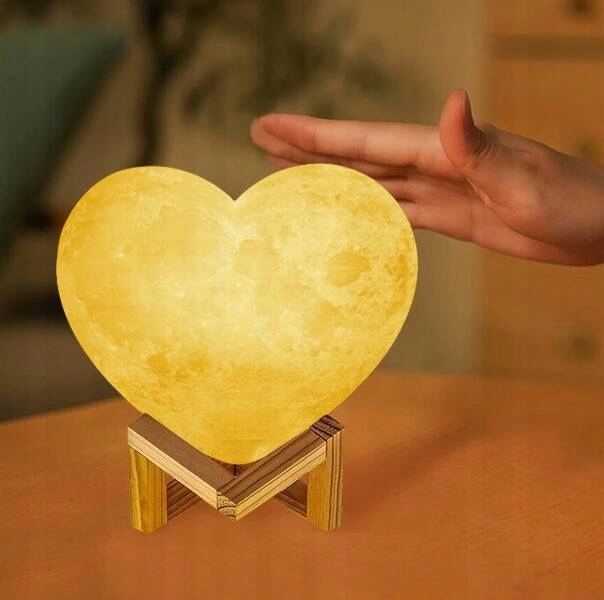 LAMPKA NOCNA SERCE LAMPA KSIĘŻYC 3D 24 CM MOON Zasilanie akumulatorowe