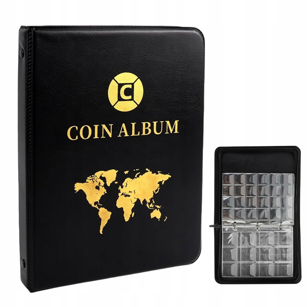 Klaser na 420 mincí 35 mm/45 mm Kapesní černý album pro numismatika