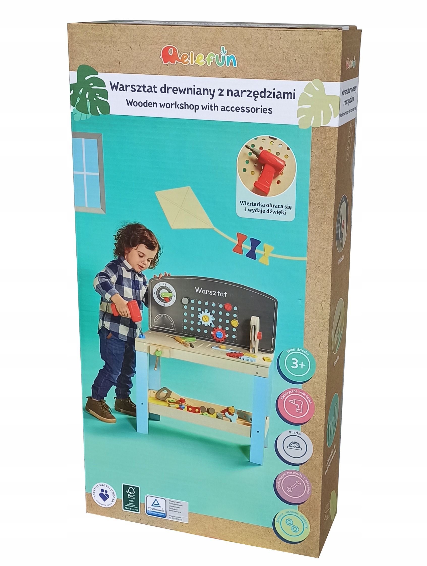 WARSZTAT DREWNIANY Z NARZĘDZIAMI DLA DZIECI ELEFUN