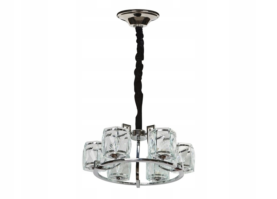 Lampa wisząca z szklanymi kloszami w wykończeniu srebrnym