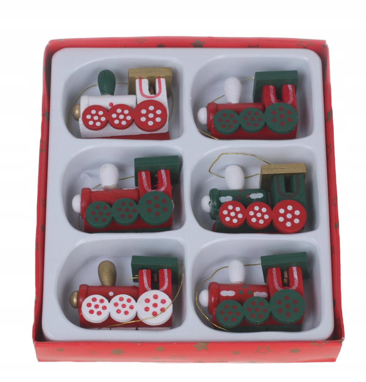 Bombki dla dzieci Lokomotywy na choinkę. Drewno P6