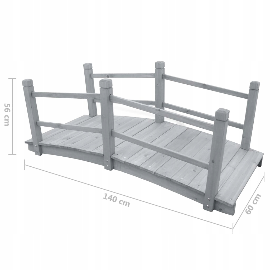 Mostek ogrodowy, szary, 140x60x56 cm, lite drewno Materiał dominujący drewno