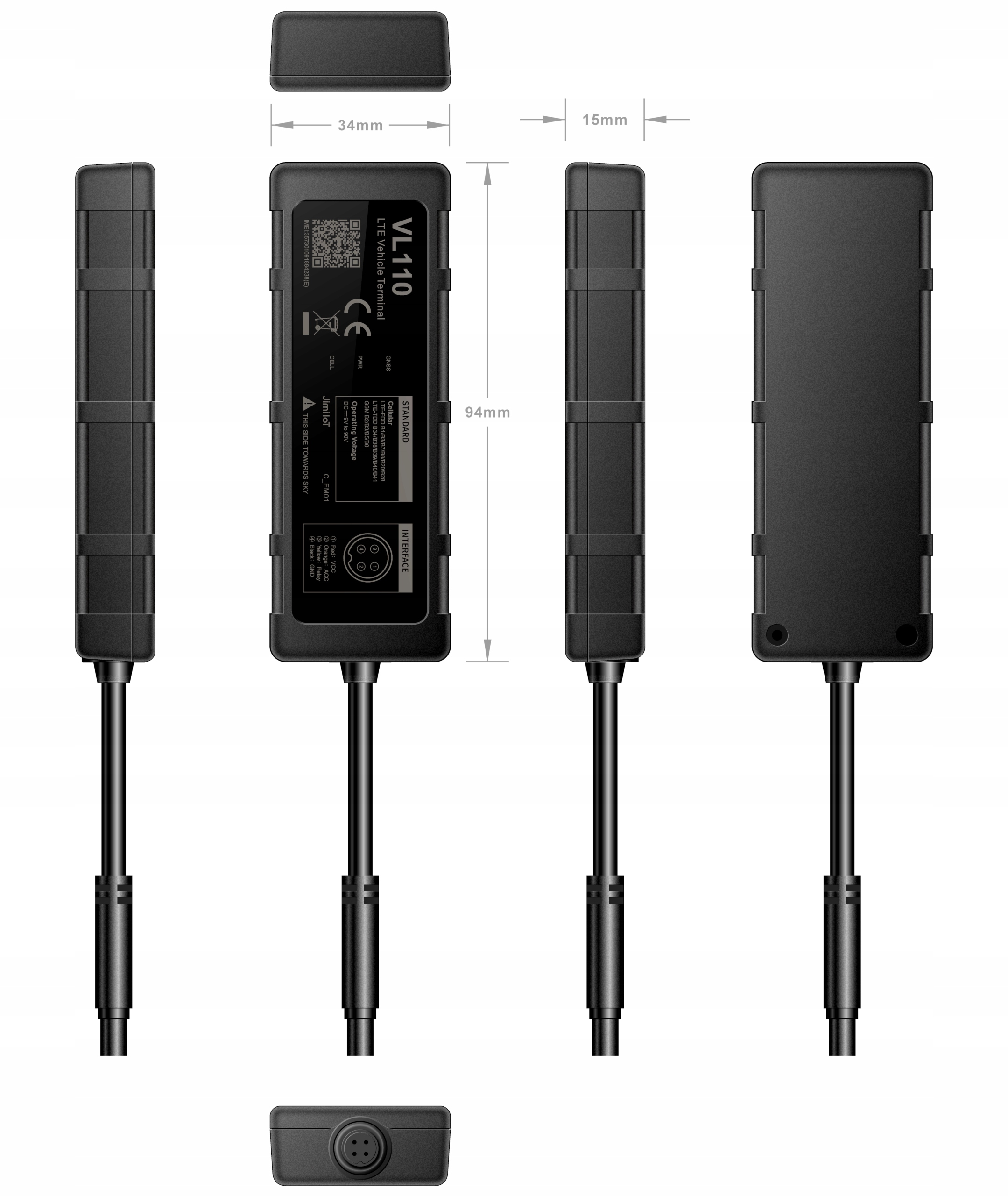 Lokalizator GPS 4G do Auta, e-Bike, Motocykla, Odcięcie zapłonu, Monitoring Model VL110