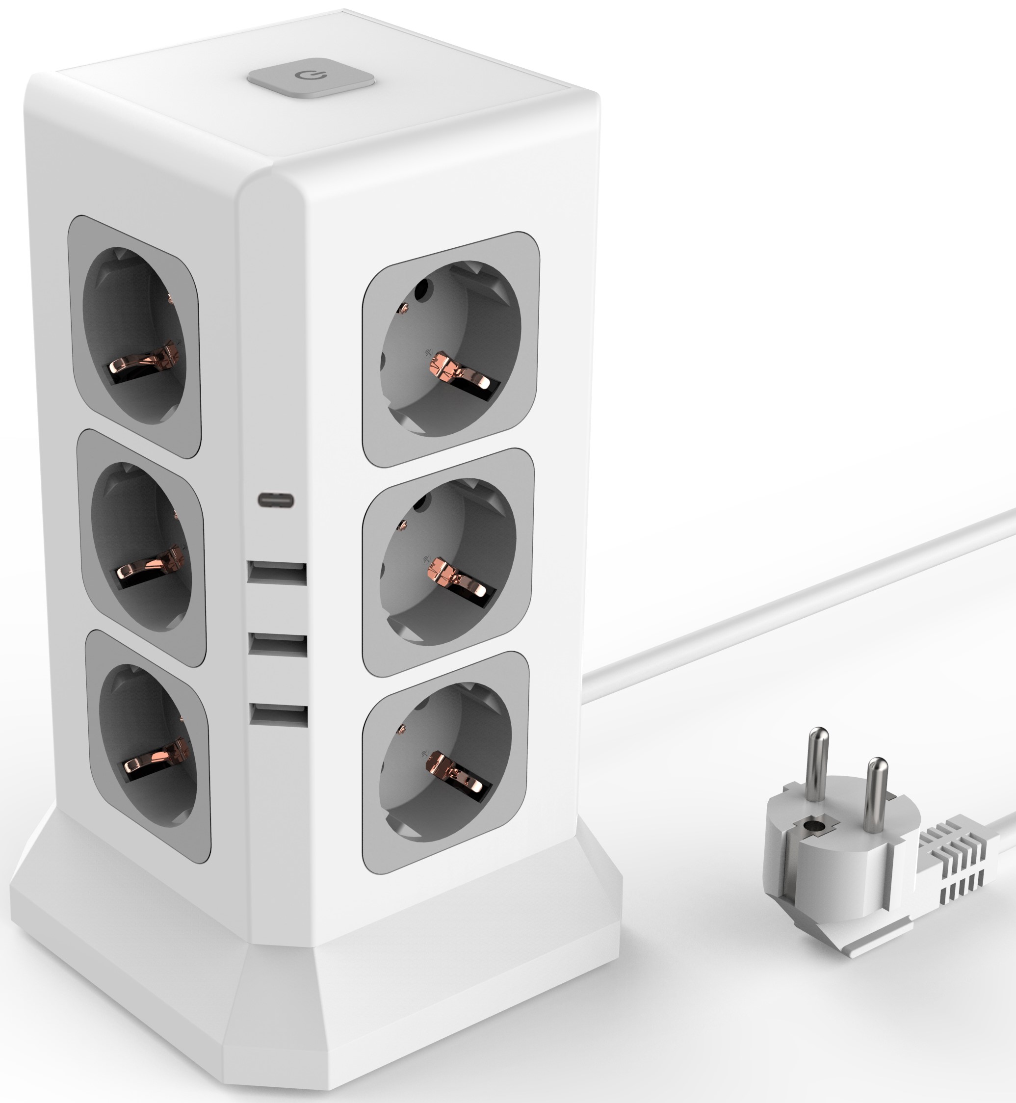 Ochranná Protipřepěťová Lišta 16v1 12 Zásuvek 3 Usb 1 Usb-c