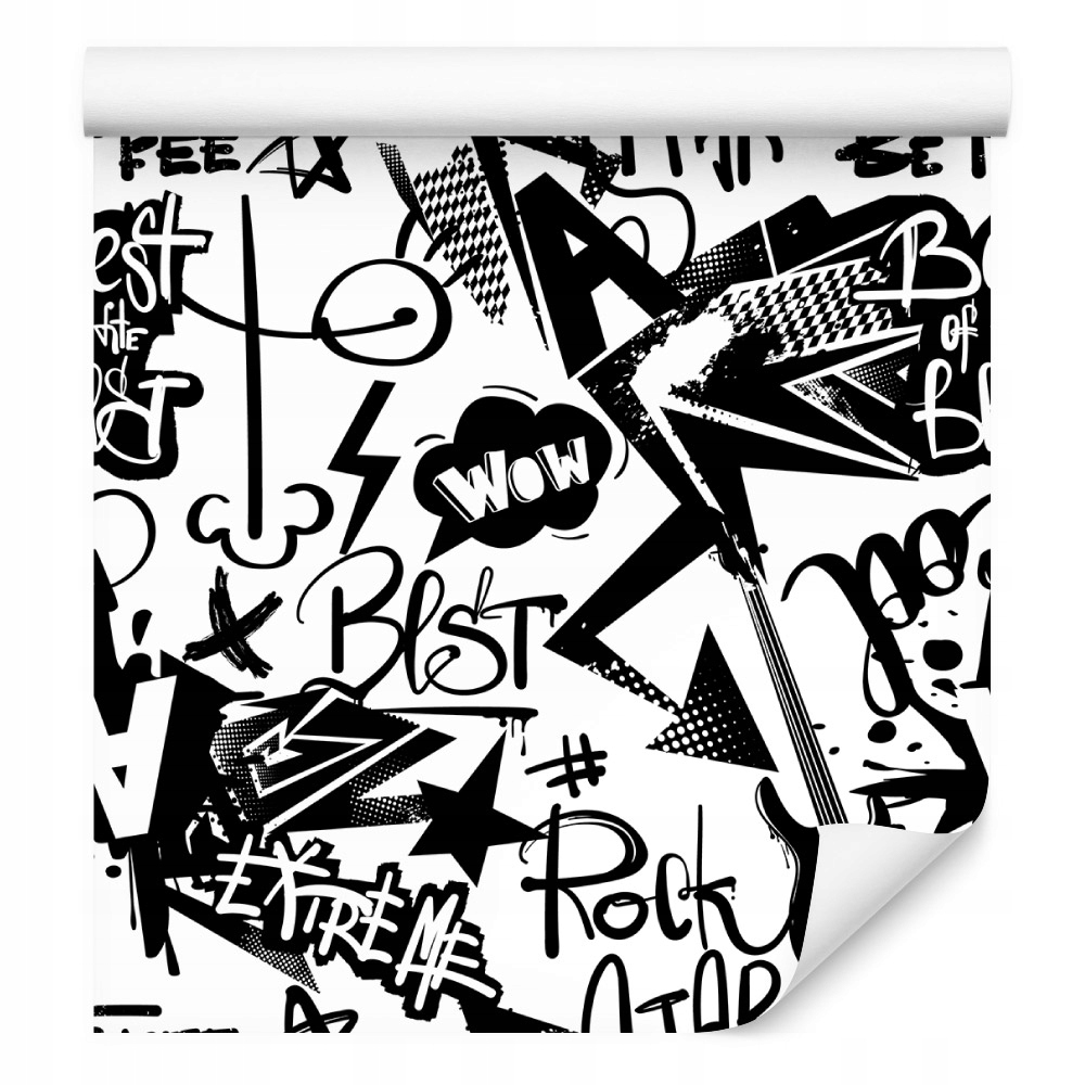 Mládežnická tapeta s módními nápisy graffiti kytary