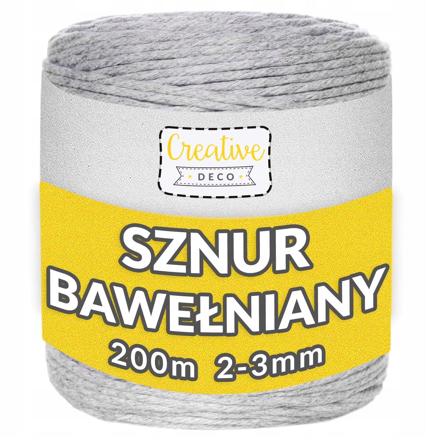 Sznurek do makramy bawełniany 3mm 200m szary