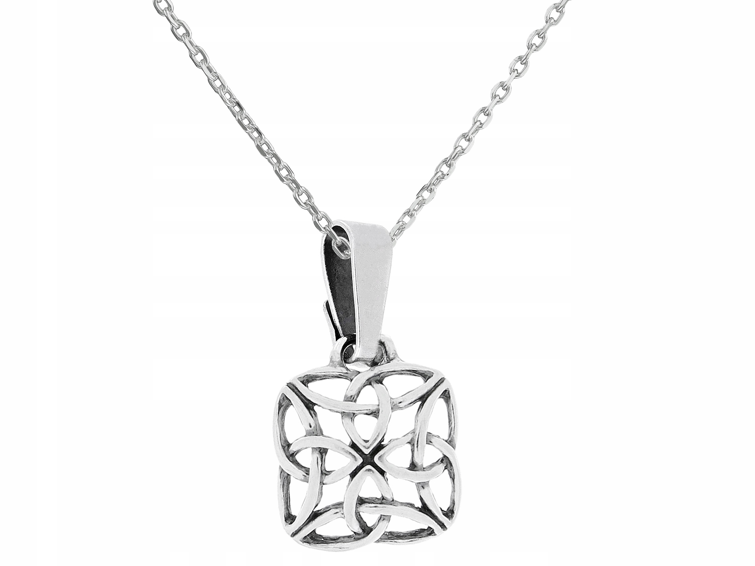 Dlouhý stříbrný oxidovaný dámský náhrdelník s prolamovaným Čtverec vzorem, Stříbro Ankier 55