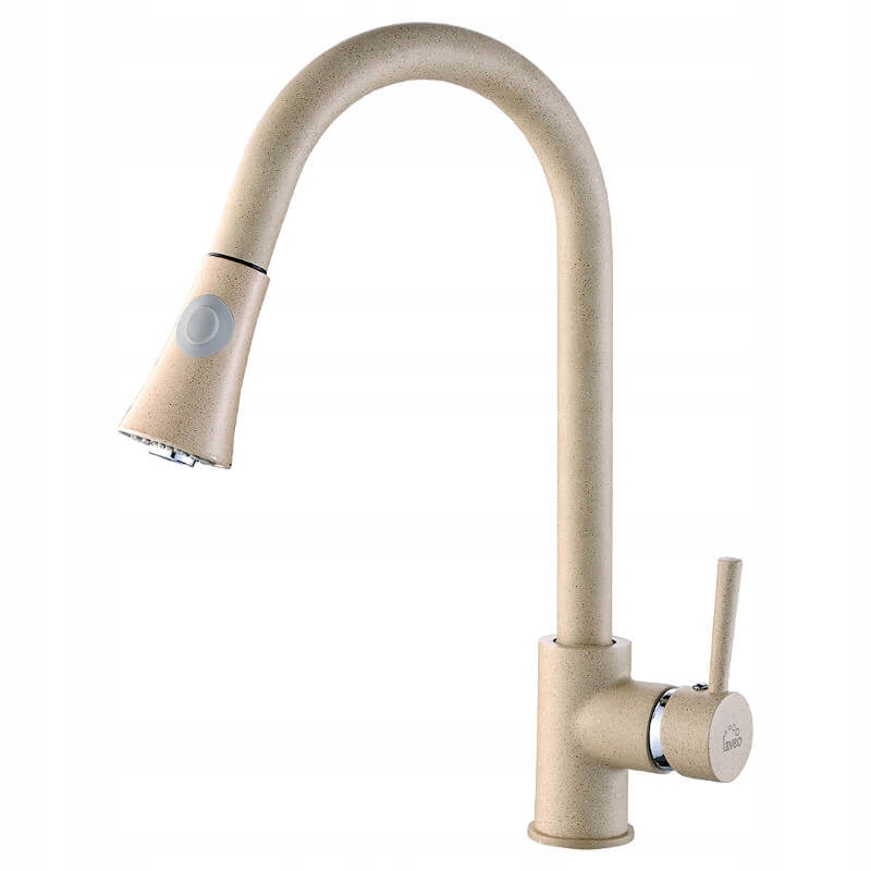 Stojaca kuchynská batéria s výsuvným výtokom béžová Laveo Daru