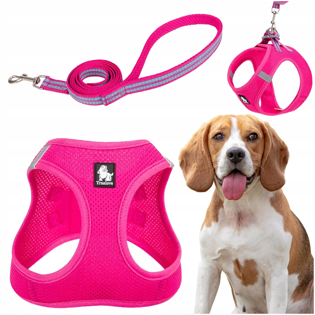 Levně Postroj Vodítko Pro Malého Psa Kočky Truelove Mini Růžová Sada