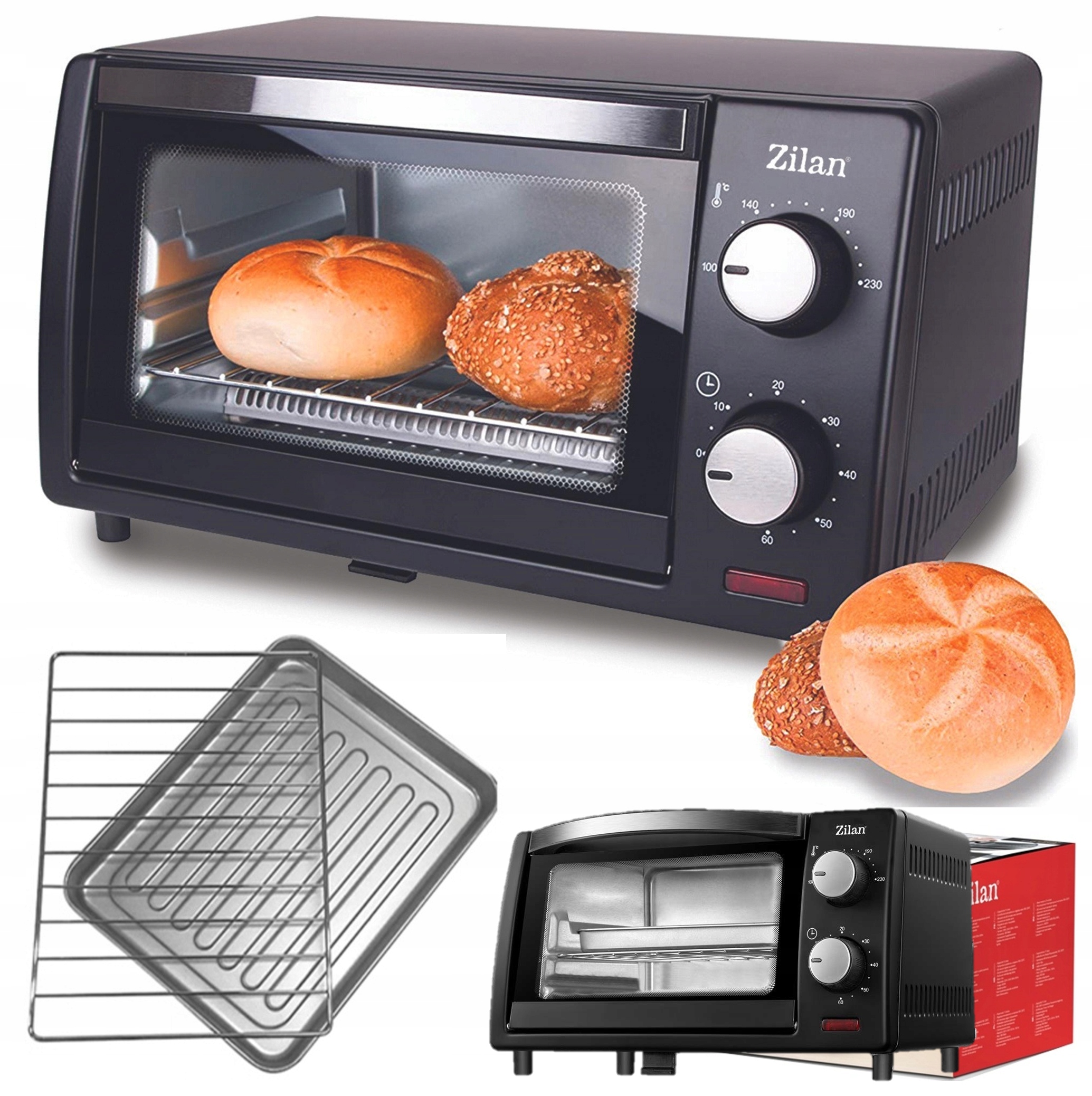 Piekarnik Elektryczny Mini Czarny 10L Timer 800W