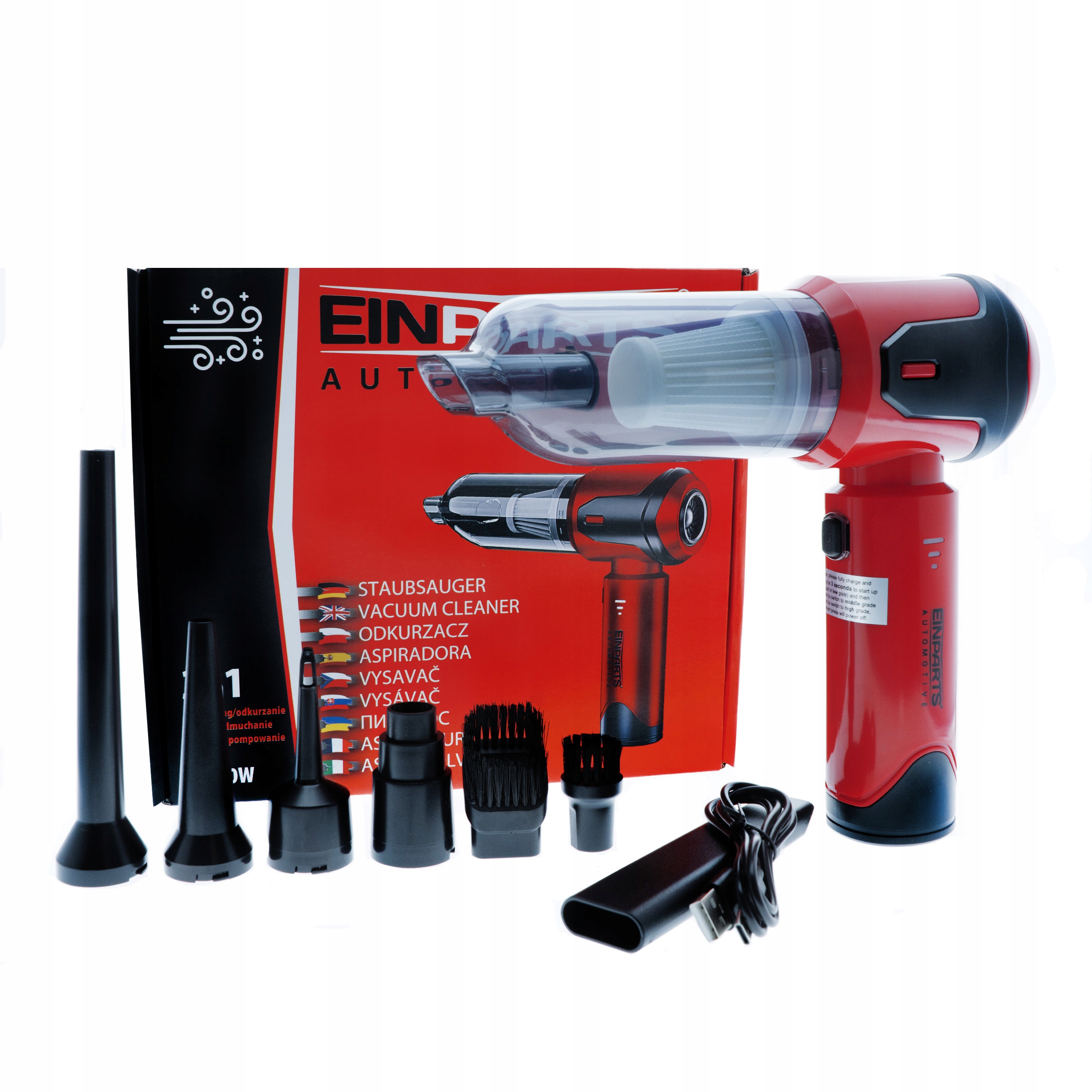 Vysavač Do Auta Bezdrátový 3V1 Pumpa, Foukání, Vysavač