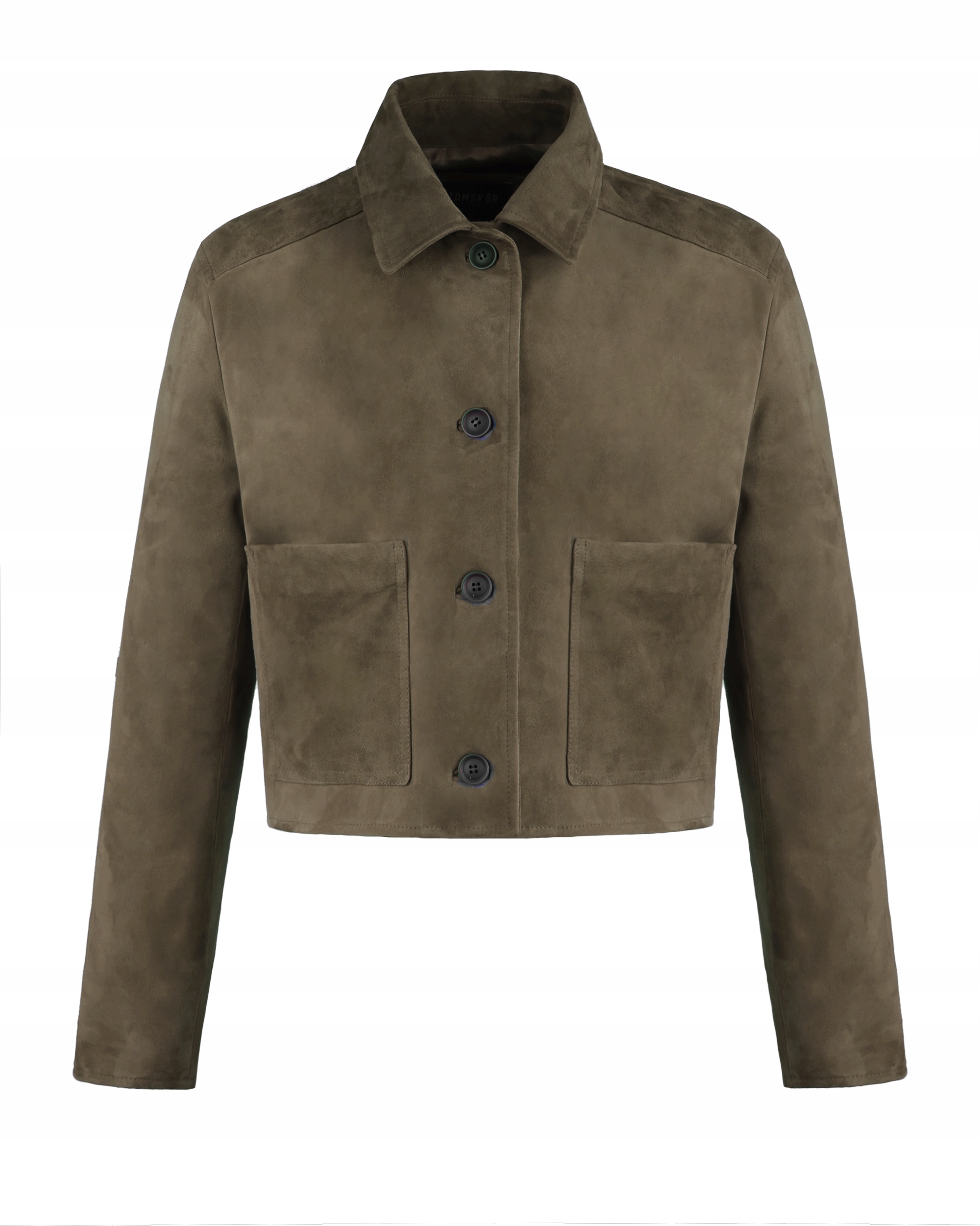 Semišová Kožená Bunda Z Přírodní Kůže Khaki