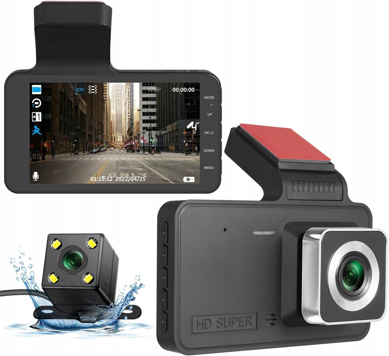 Kamera do auta Dvojitá kamera Ful Hd 1080P nočný režim široký uhol 170°