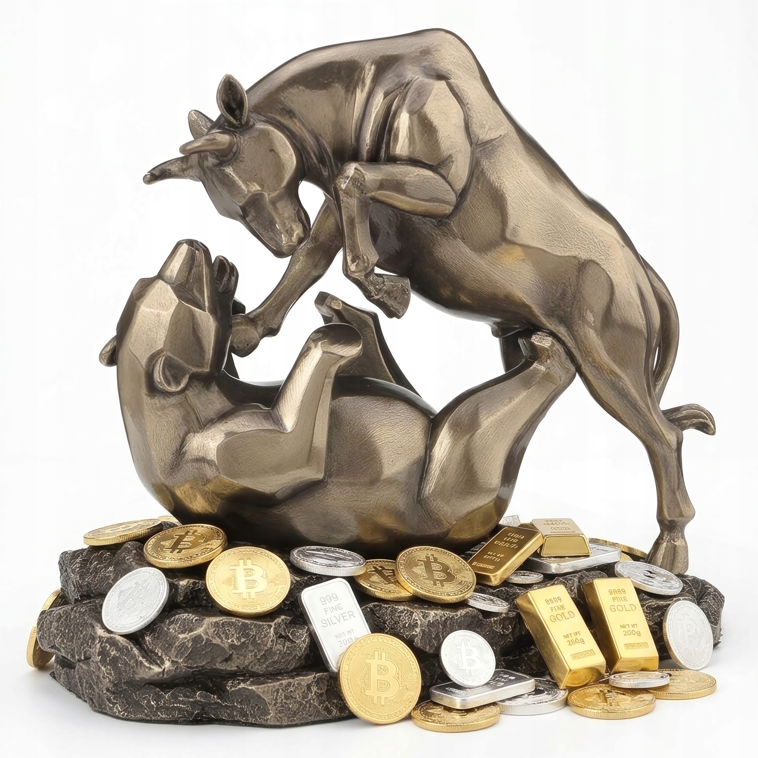 Socha Trhový boj Figurka pre investora do kryptomien bitcoinov BULL-01B