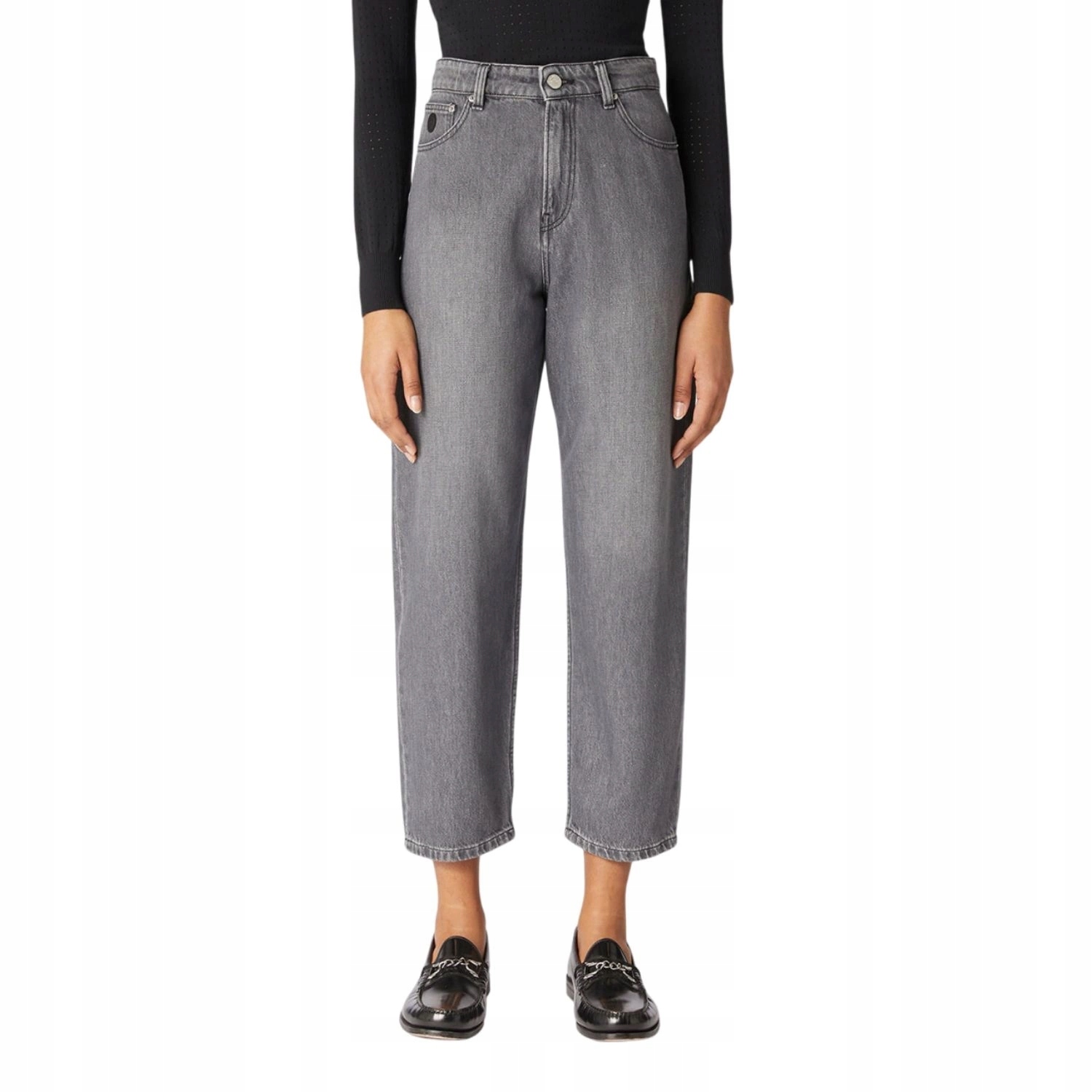 Dámské džínové kalhoty Trussardi šedé high waist bavlněné vel. W25