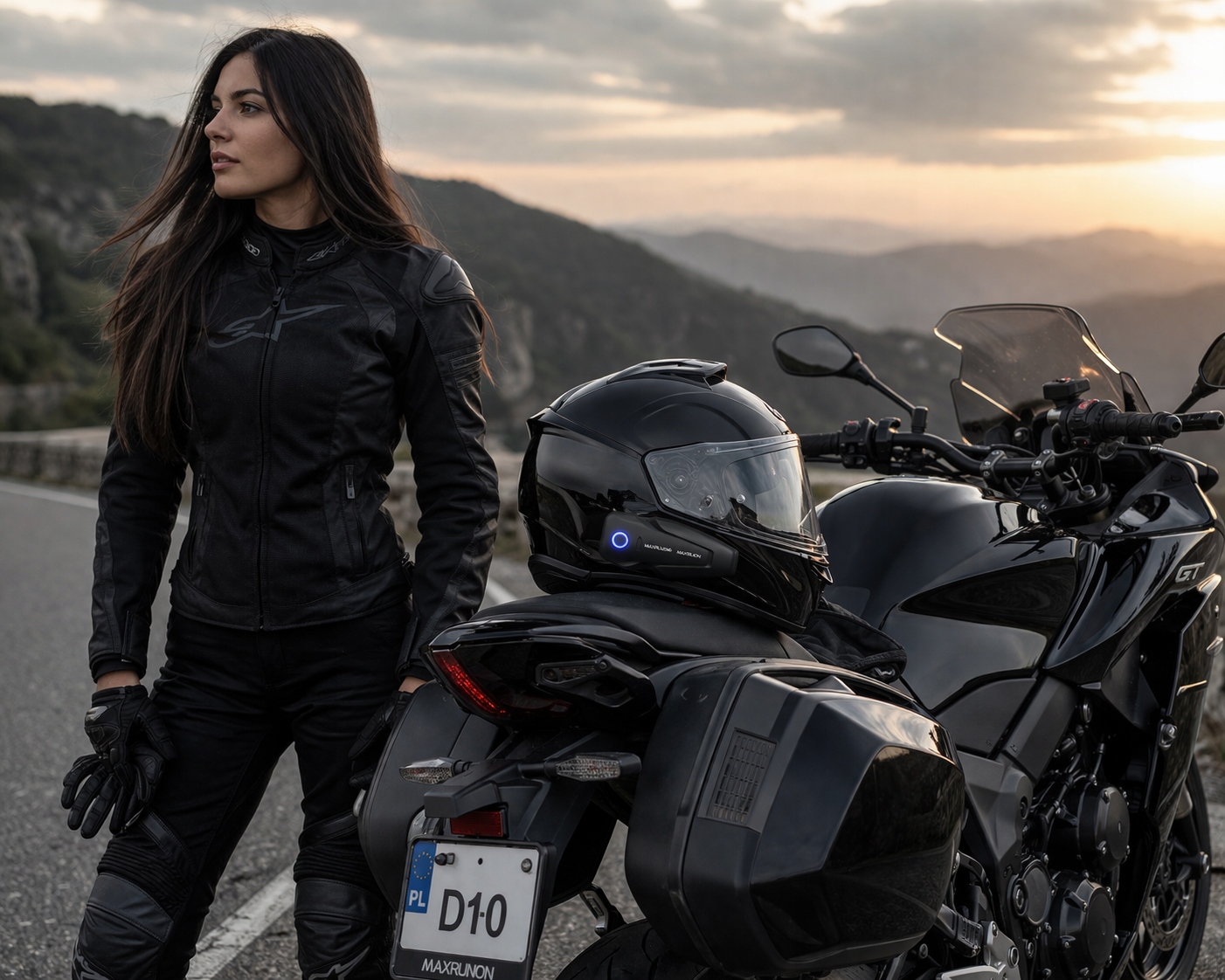 Interkom motocyklowy Bluetooth 5.3 ANC 100km/h 500m do 2 osób IPX5 do kasku