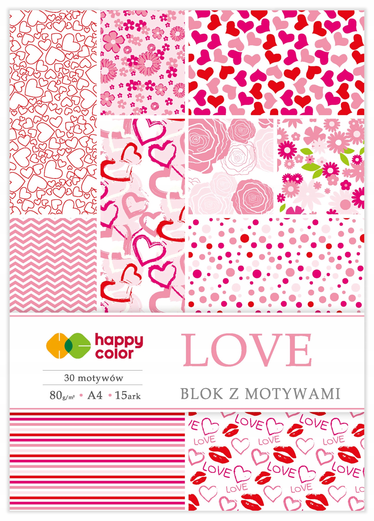 Happy Color BLOK Z MOTYWAMI Love A4 80g 15 kartek EAN (GTIN) 5905130034299