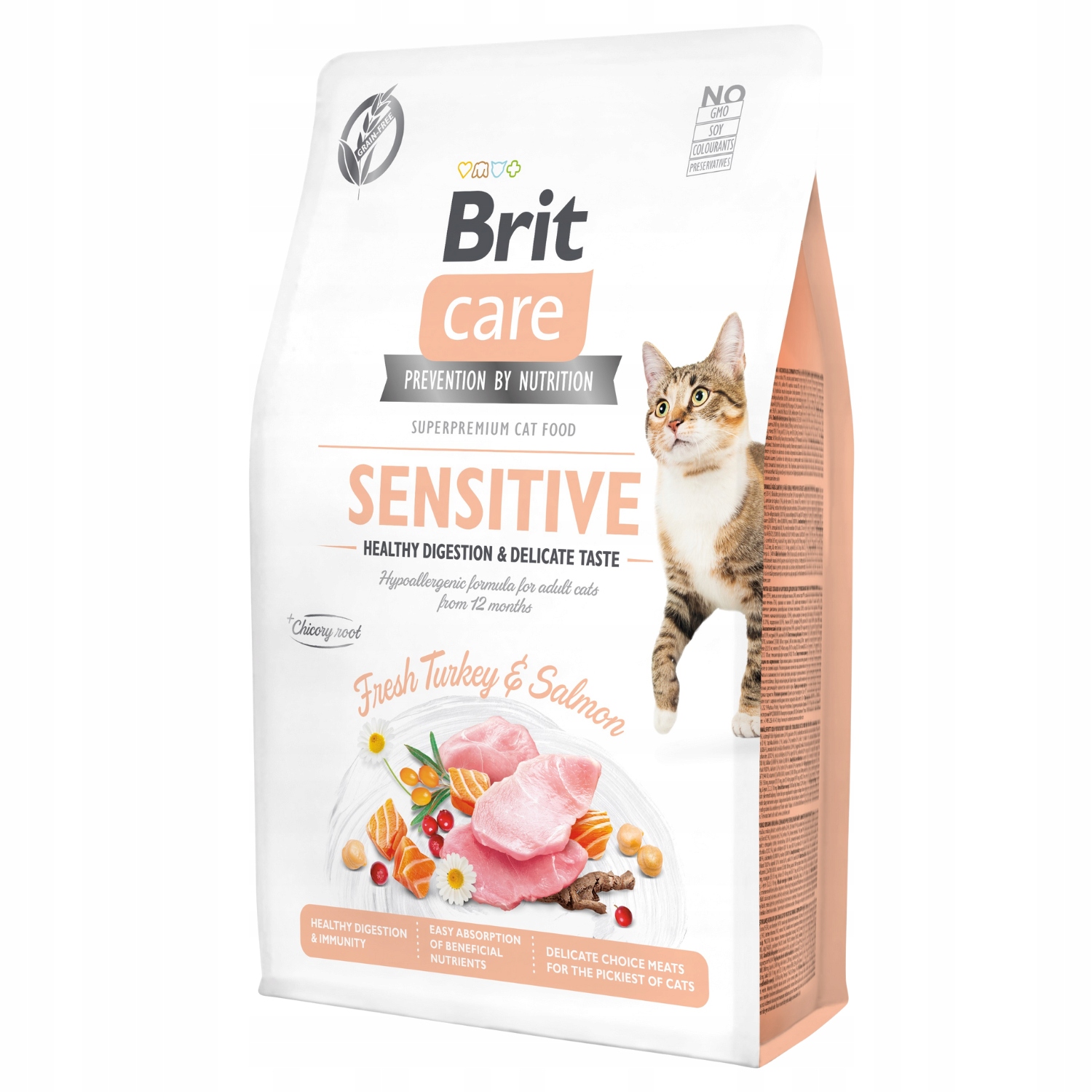 Levně Brit Care Sensitive Suché Krmivo pro kočky 2 kg Krůta Losos