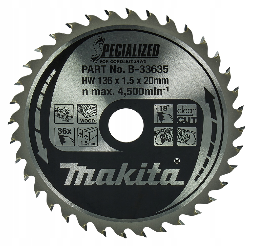 Makita B-33635 Tarcza Do Drewna 136xx20mm 36 Zębów