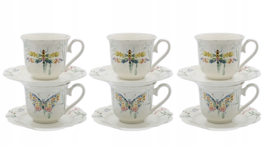 FiIŽANKA 220 ml S Podšálkem Na Čaj Kávu Set 6 ks Papillon Jako Dárek