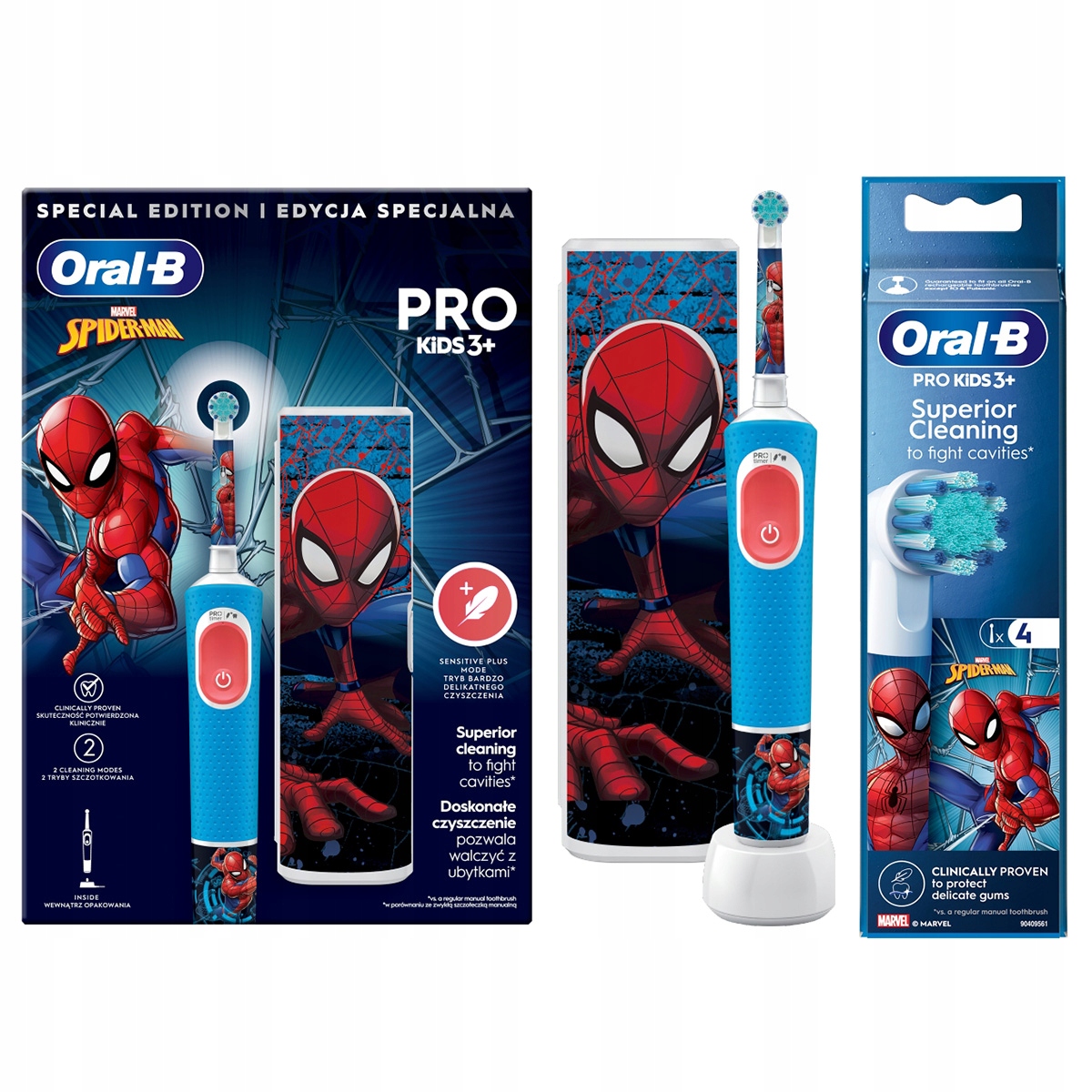 Oral-B Pro Kids Spiderman Szczoteczka elektryczna 4 końcówki