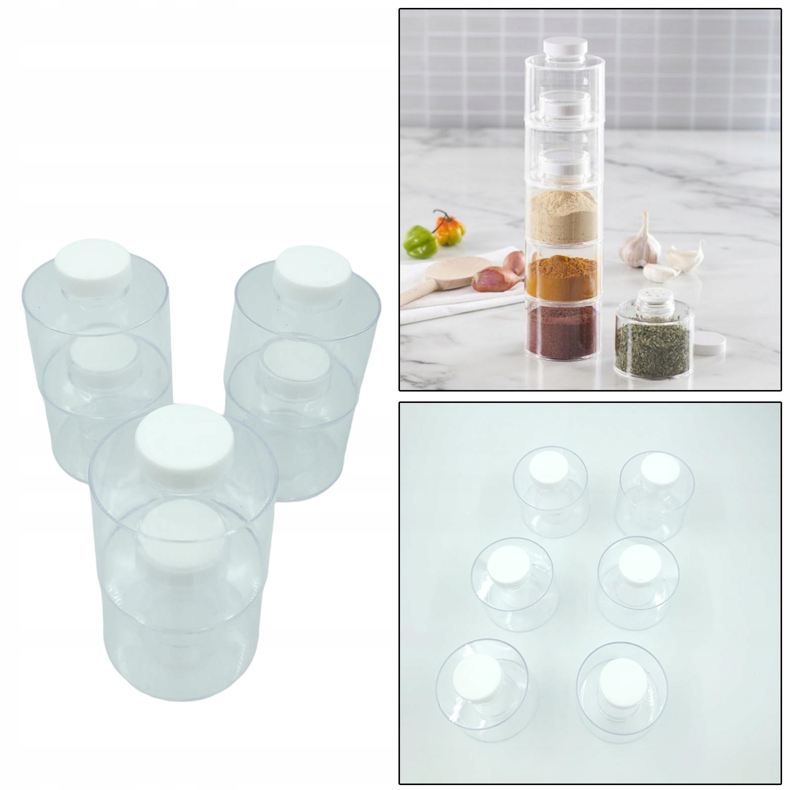 leipupa 6pcs Spice Storage Jars Stackable Spice Waga netto 0 g