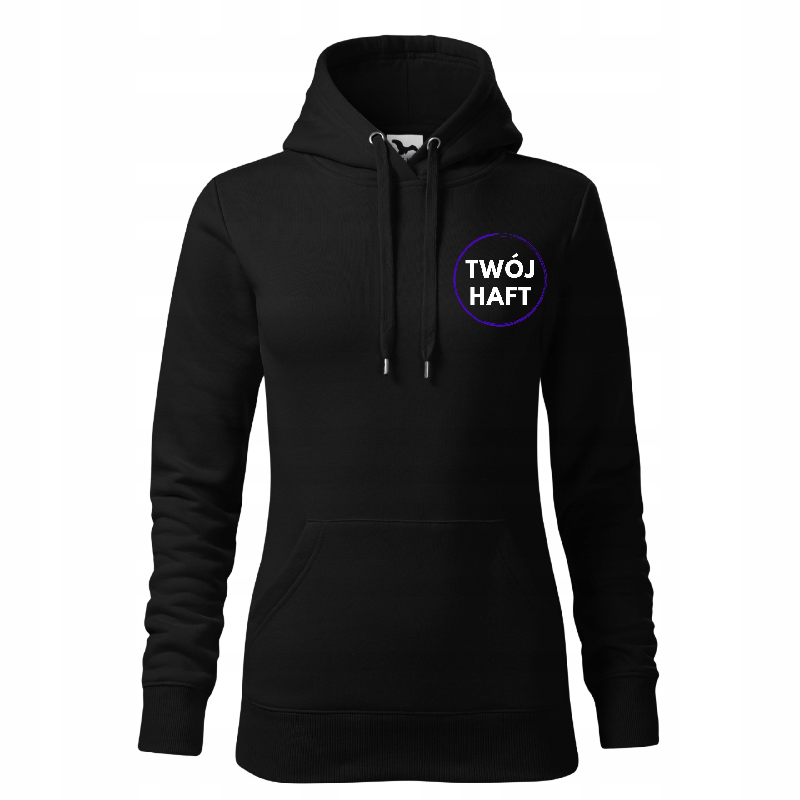 Dámská Mikina S Kapucí , výšivkou, potiskem loga společnosti a textem, černá XXL