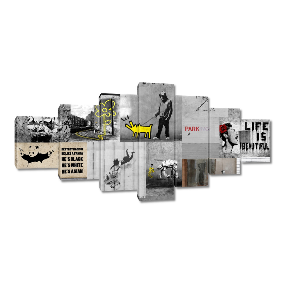 

Obraz 210x100 Mix Kolaż Collage Banksy
