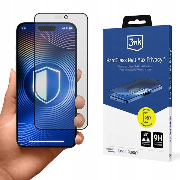 Sklo s privátním filtrem 3MK HardGlass Matt Max Privacy pro Apple iPhone 14 Pro