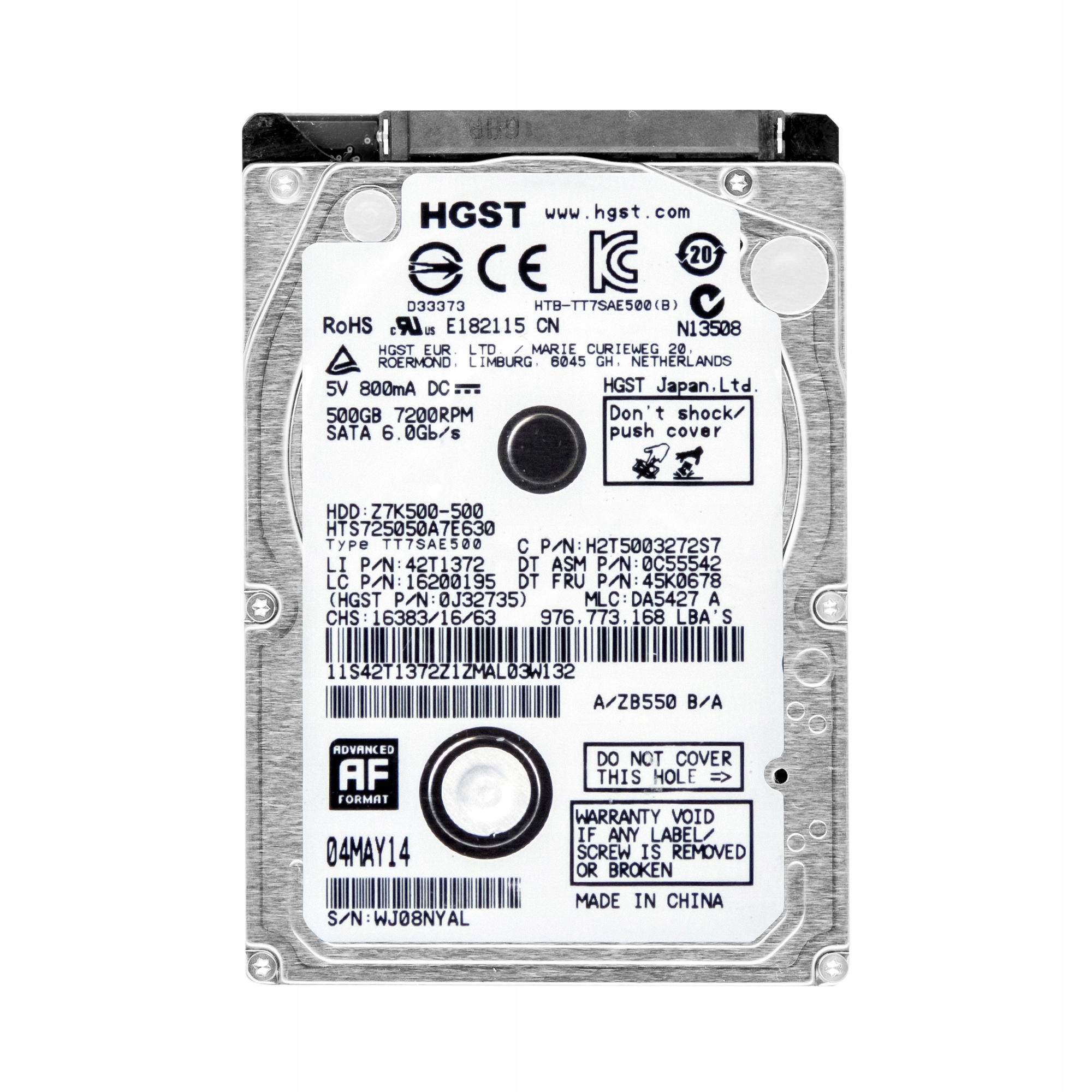 

Hgst 500GB 7.2k 32MB Sata III 2.5' HTS725050A7E630