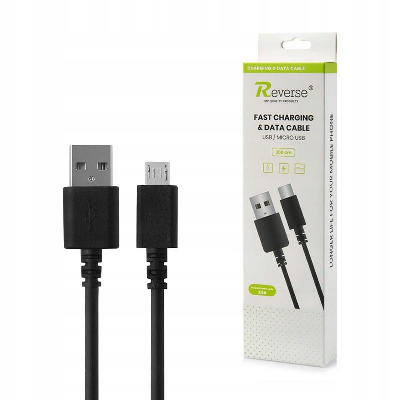 

Kabel Reverse USB/micro 2.5A 3 metry czarny box