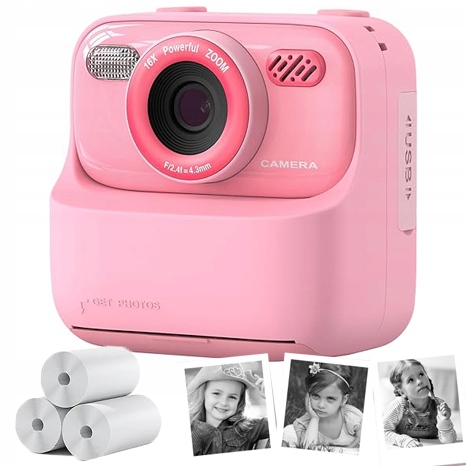 Dětský Digitální Fotoaparát S Okamžitým Tiskem, 2.4" Displej, 1080P Hd, Dárek (růžový)