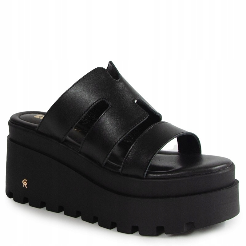 Carinii B10111 Černé Kožené Nazouváky Na Platformě 38