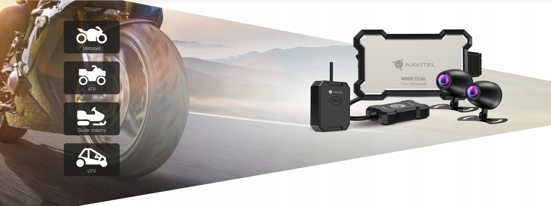 Navitel M800 Dual Rejestrator motocyklowy kamera jazdy IP66 UTV ATV ++ 64GB Kod producenta M800 Dual