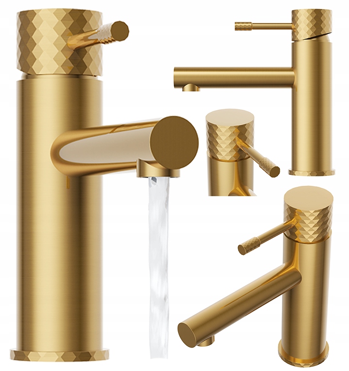 Umývadlová Batéria Hlami Brushed Gold Nízka Kúpeľňová Moderná Vodovodná Batéria
