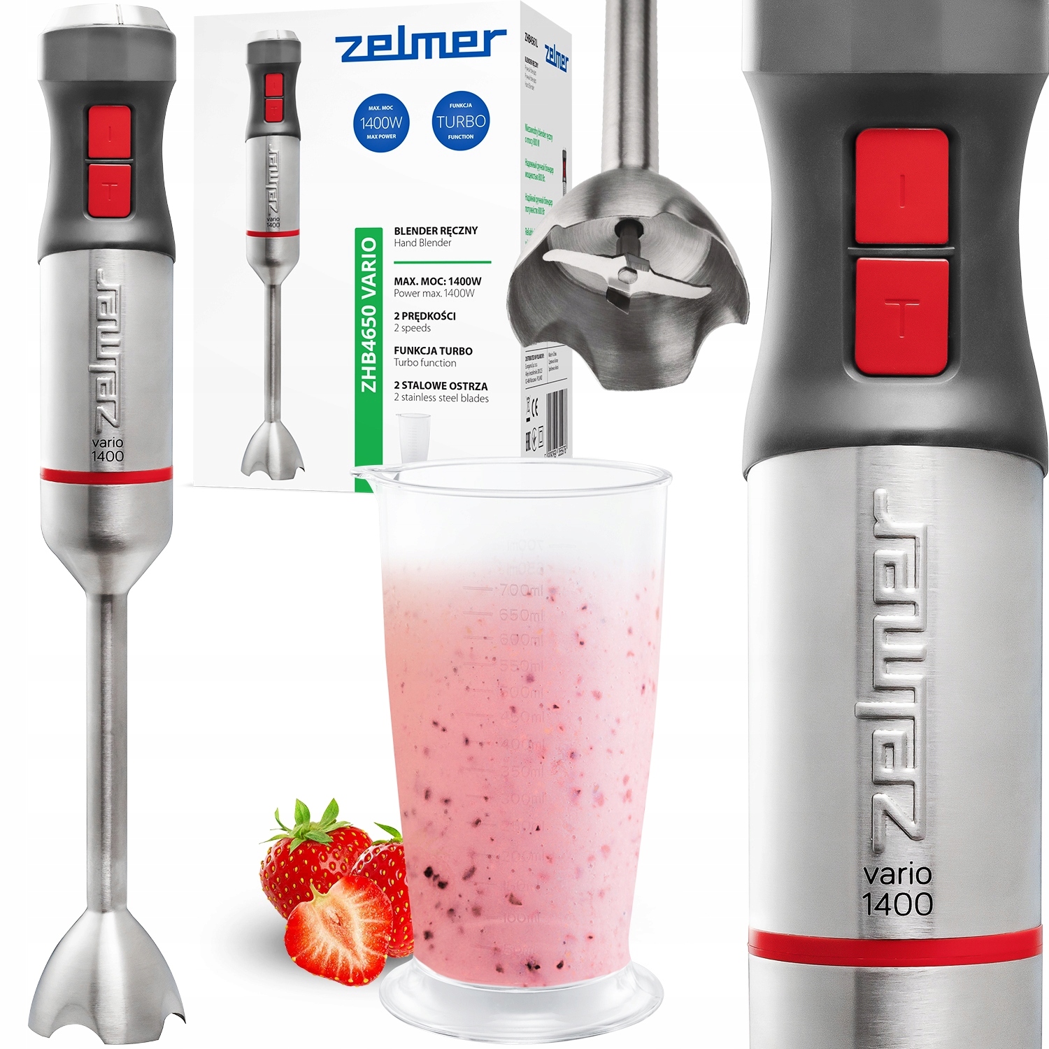 Blender Ręczny Zelmer Kuchenny Wielofunkcyjny Mikser Robot Turbo 1400W
