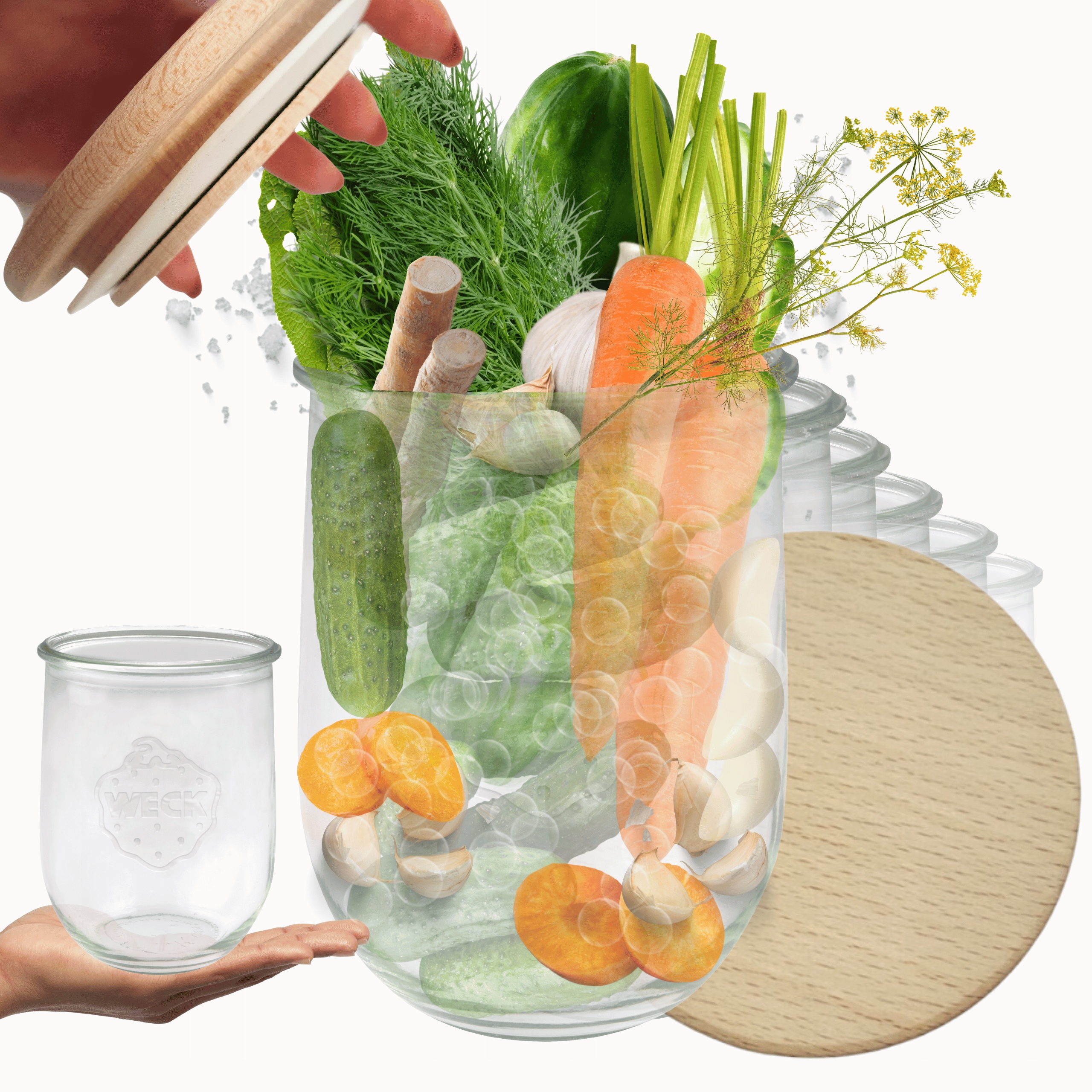 Poháre Weck 1 l zaváraniny Tulip drevené veko s gumičkou 12ks 1062