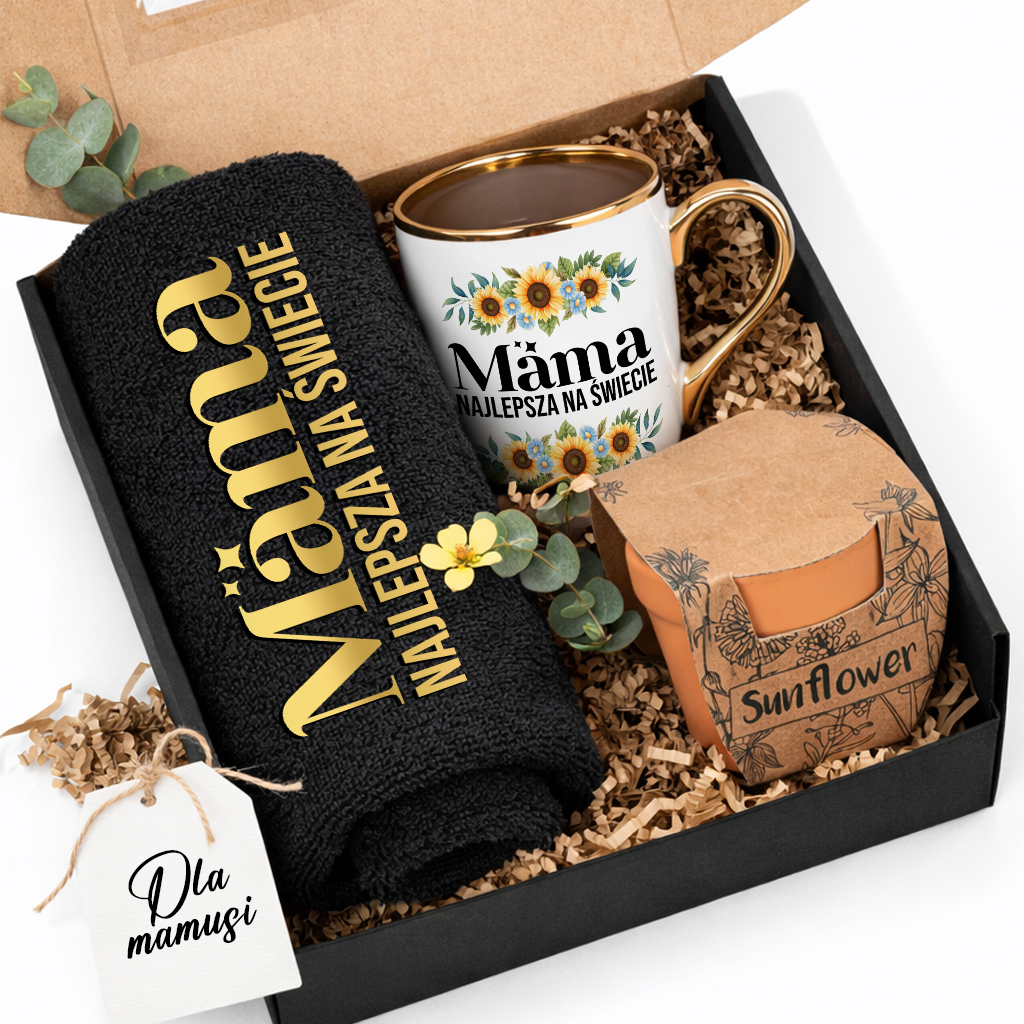 Dárek K Svátek Matek Ručník 50X100 Slunečnicový Hrnek Pro Maminku Narozeniny Set
