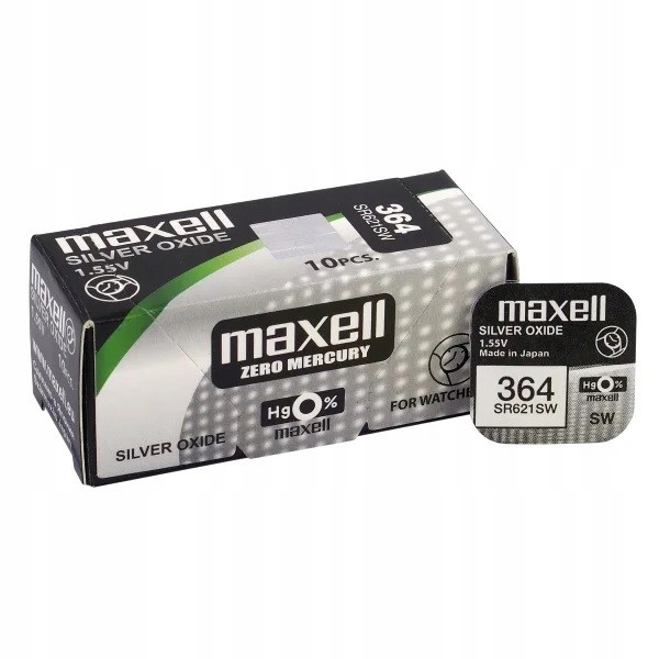 Stříbrná baterie Maxell SR621SW SR364 5x10 Kusů
