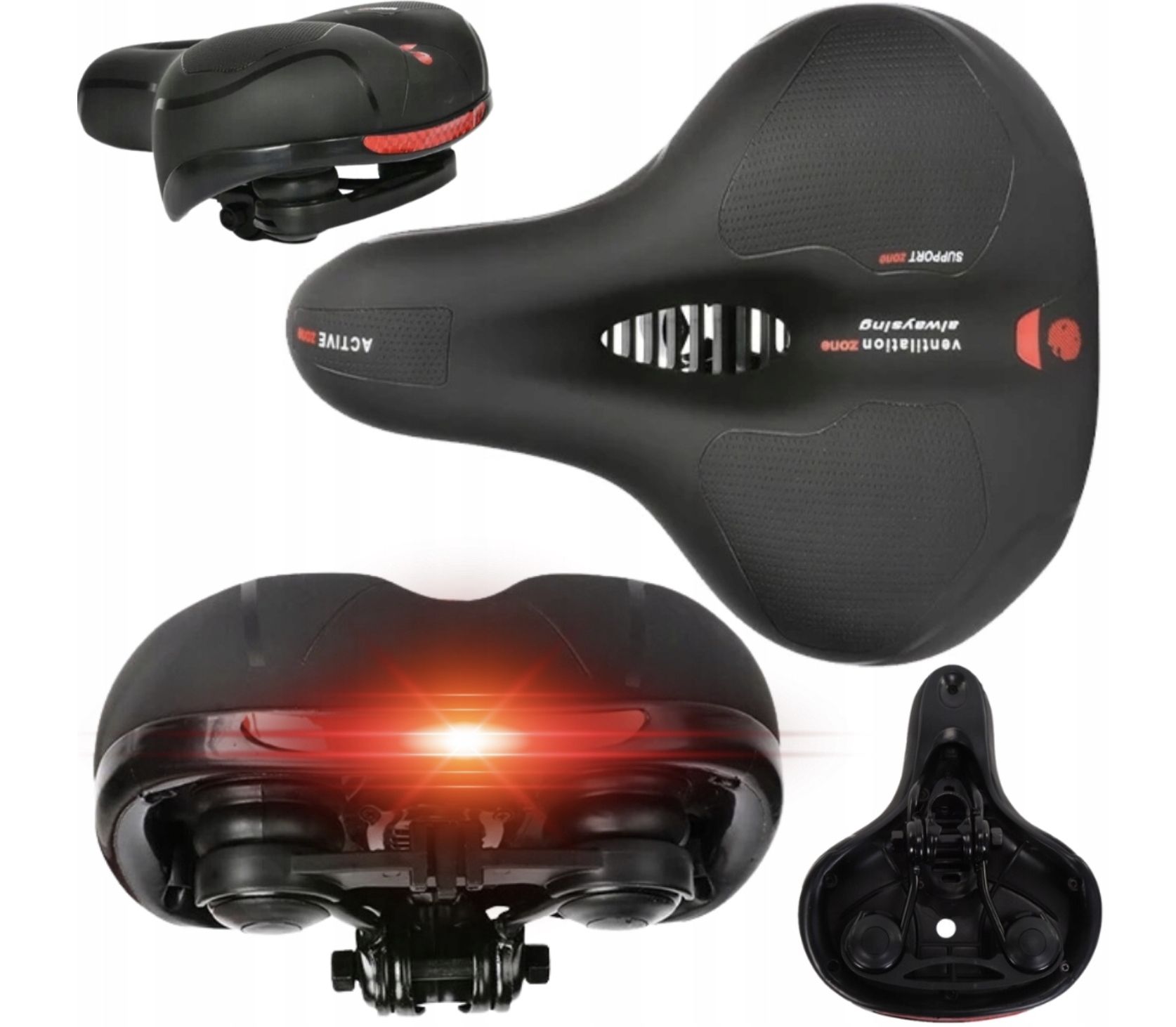 ŻELOWE ERGONOMICZNE SIODEŁKO ROWEROWE Z AMORTYZACJĄ I OŚWIETLENIEM Kod producenta siodełko rowerowe