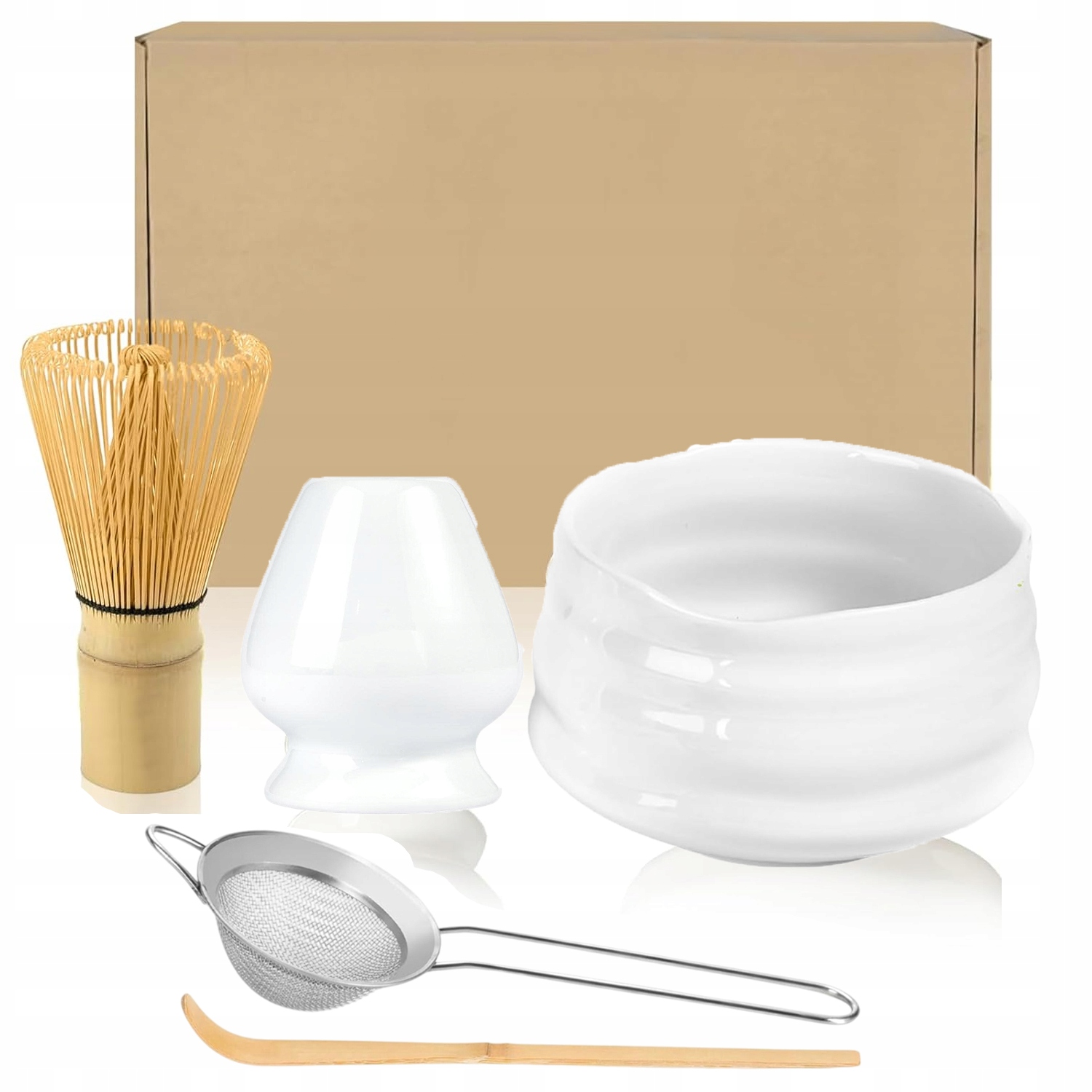 Levně Set Štětec Na Čaj Podložka Pod Chasen Pro Matchy Keramická 5 v 1