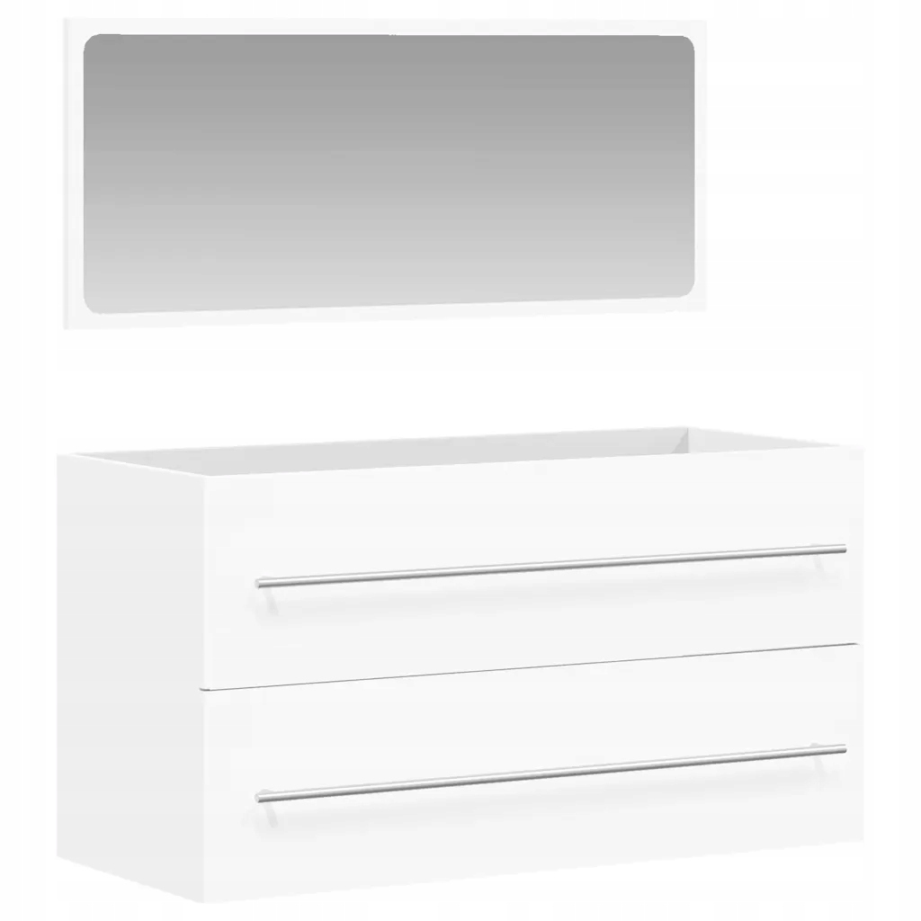 Bílá koupelnová skříňka se zrcadlem 90 x 38,5 x 48 cm, materiál dřevo