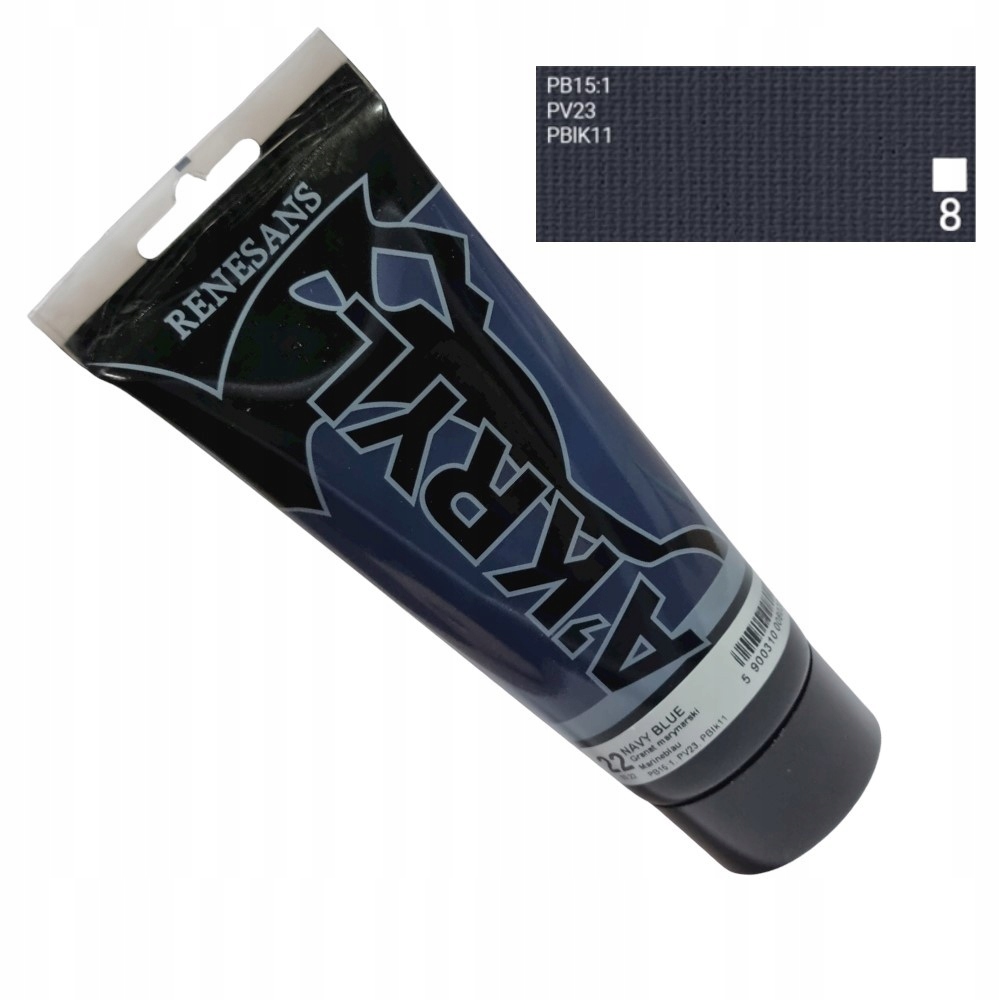 Farba akrylowa 200ml, granat marynarski, Renesans NR 22